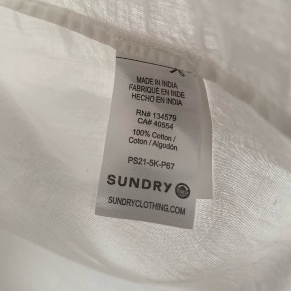 Sundry Mini Collar Button Down Shirt White Sheer Size Medium - Picture 6 of 9